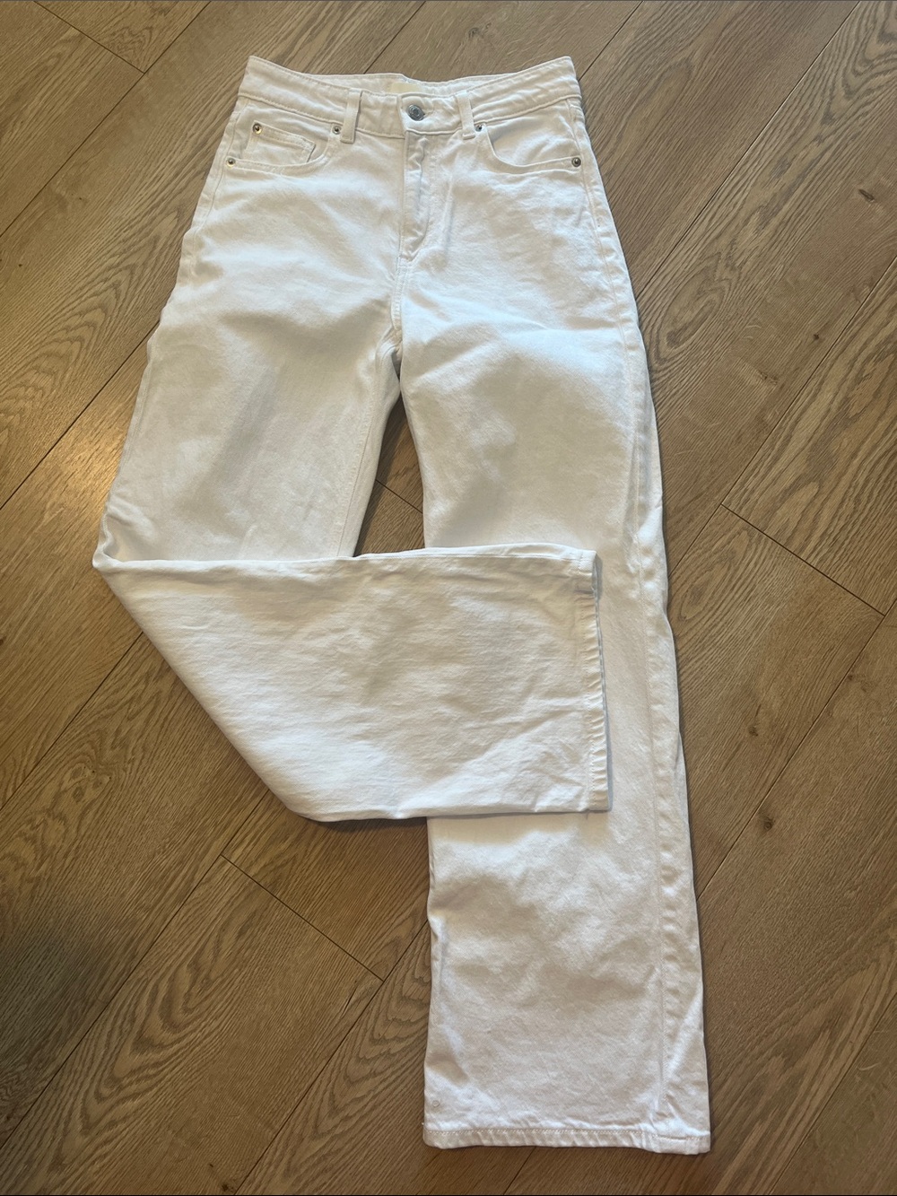 H&M White High-Rise Wide Leg Jeans